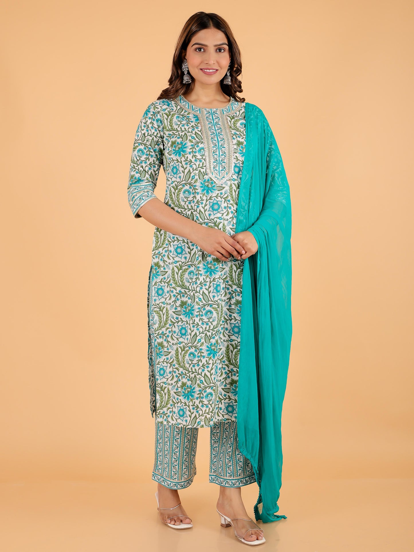 Chiffon Solid Turquoise Dupatta
