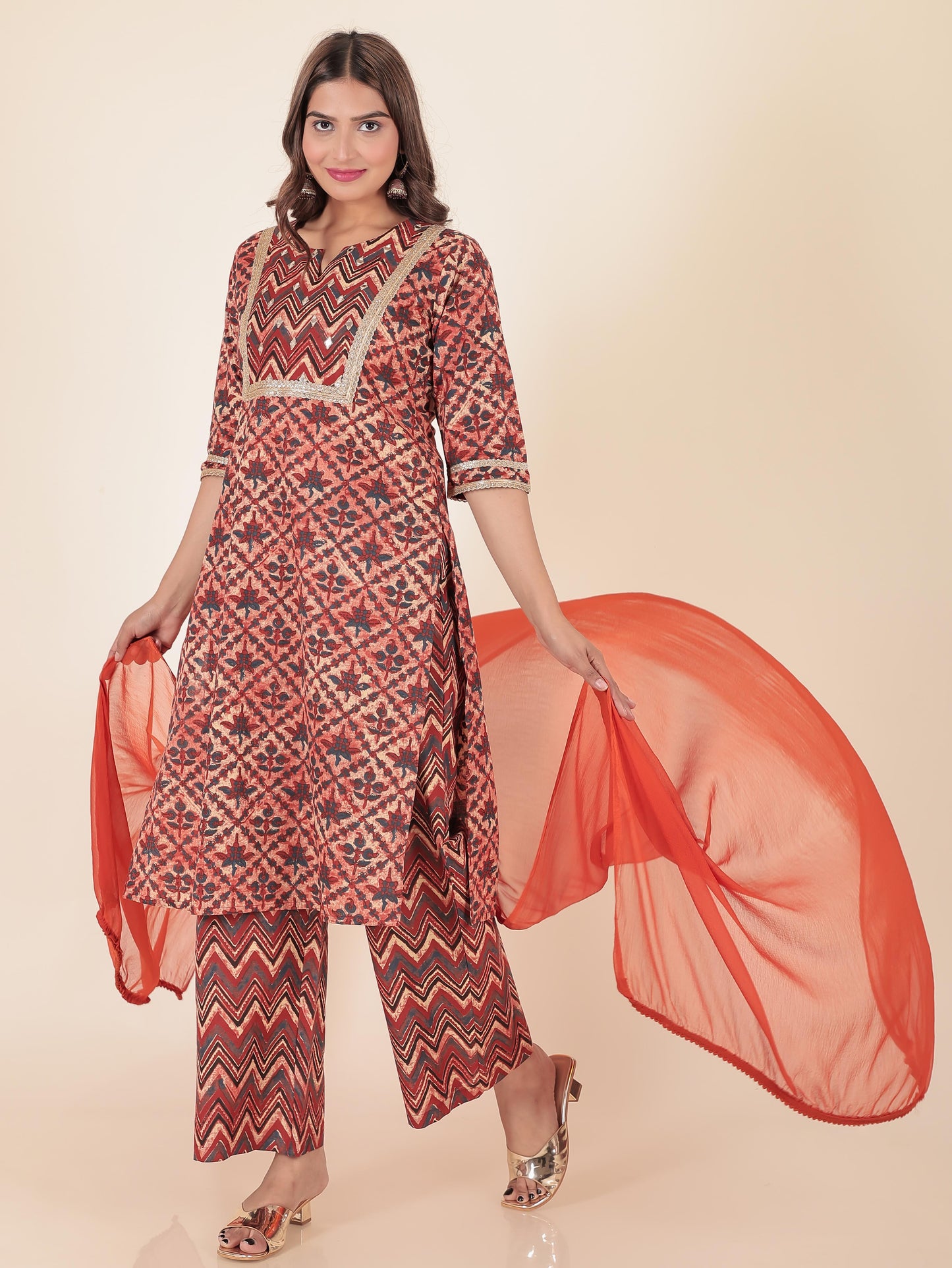 Chiffon Solid Orange Dupatta