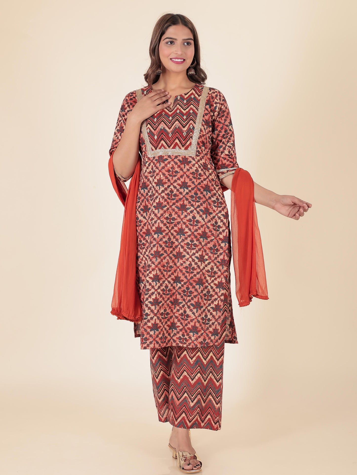 Chiffon Solid Orange Dupatta