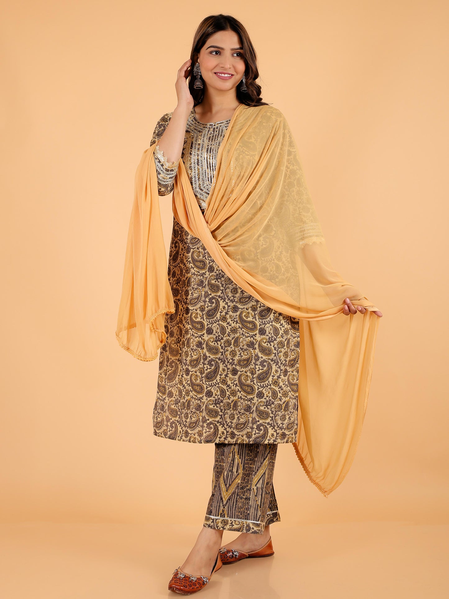 Chiffon Solid Beige Dupatta