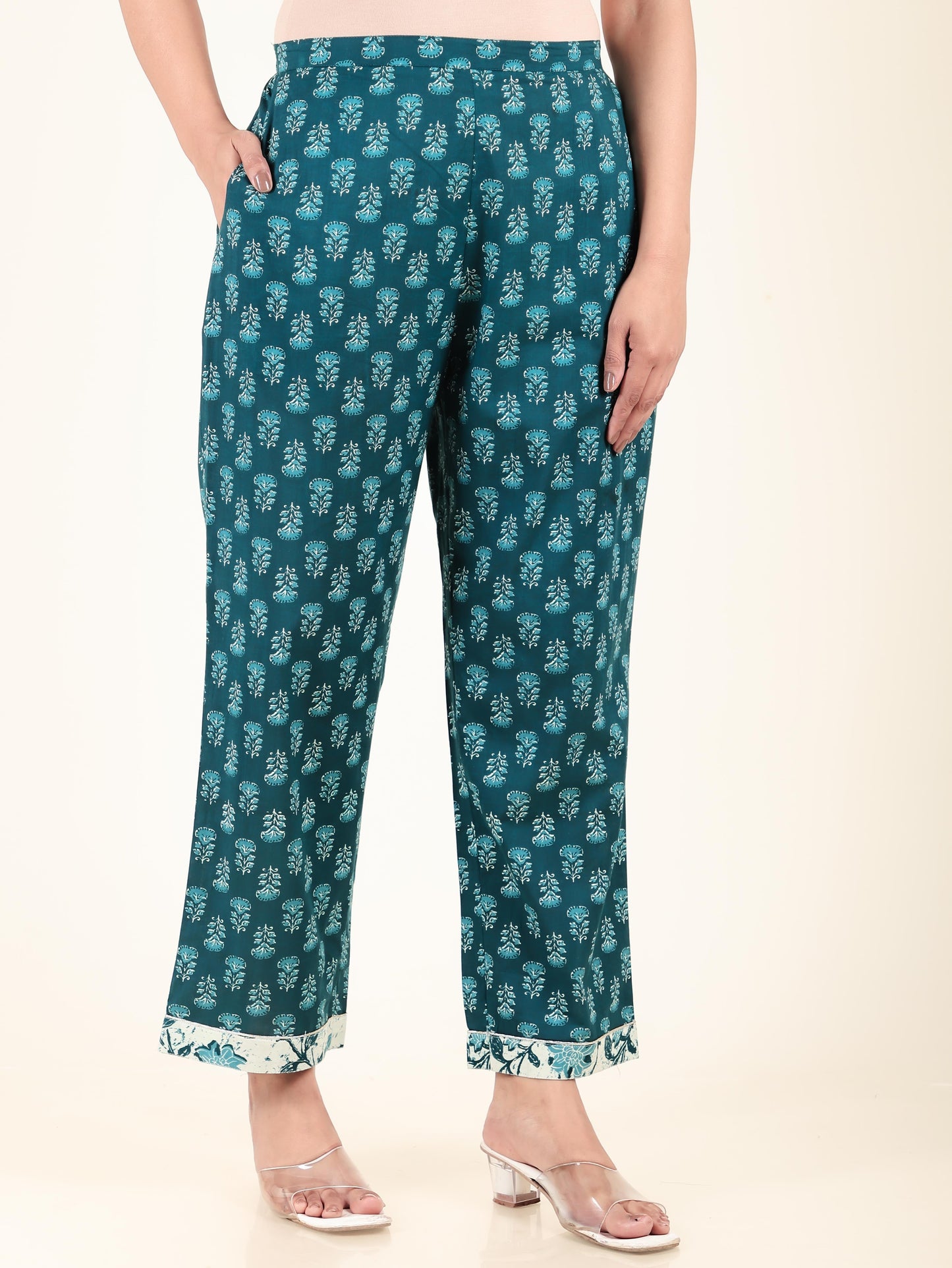 Soft Cotton Floral Straight Cream Kurta