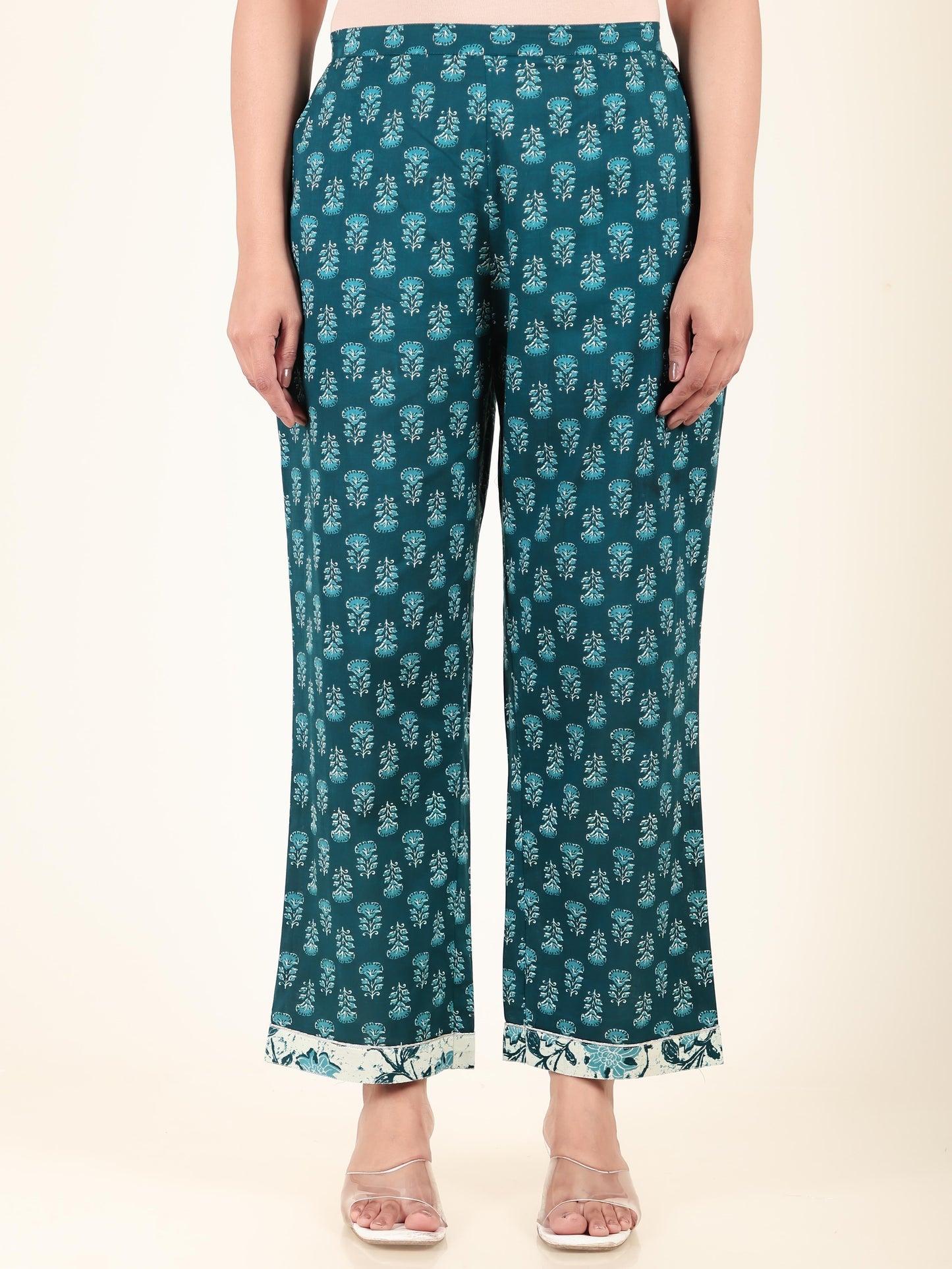 Soft Cotton Floral Straight Cream Kurta
