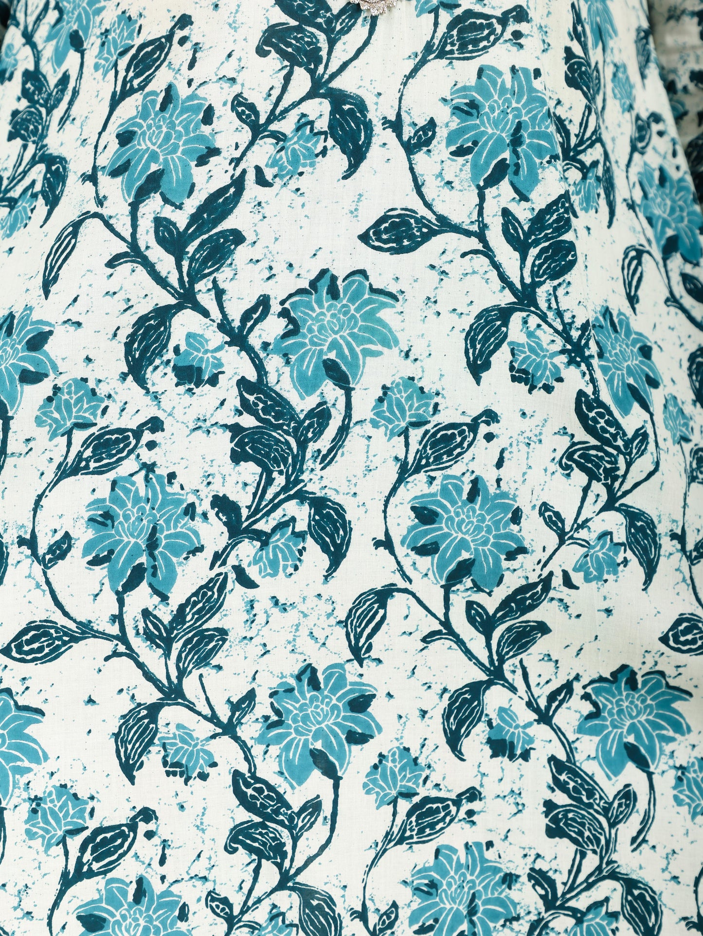 Soft Cotton Floral Straight Cream Kurta
