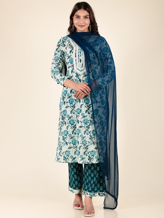 Chiffon Solid Blue Dupatta