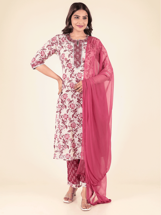 Soft Cotton Floral Kurta