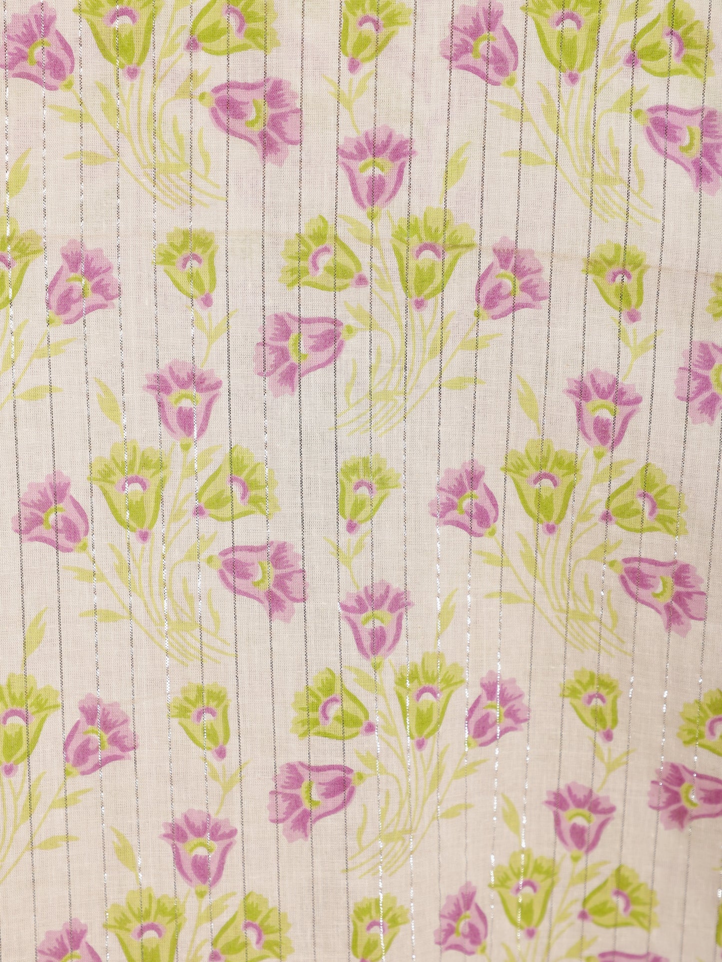 Lurex Cotton Floral Straight White Kurta