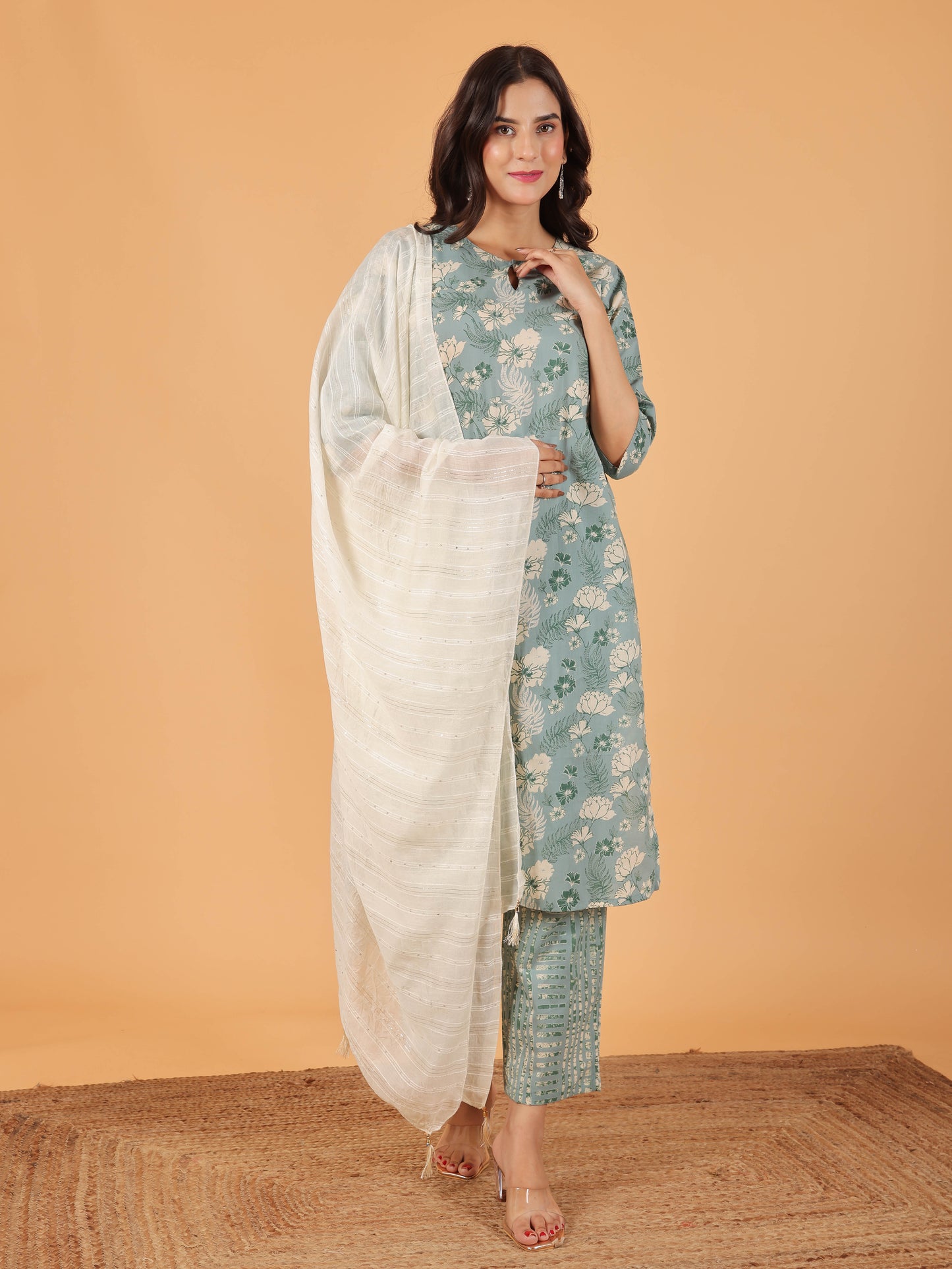 Chanderi Woven Design White Dupatta
