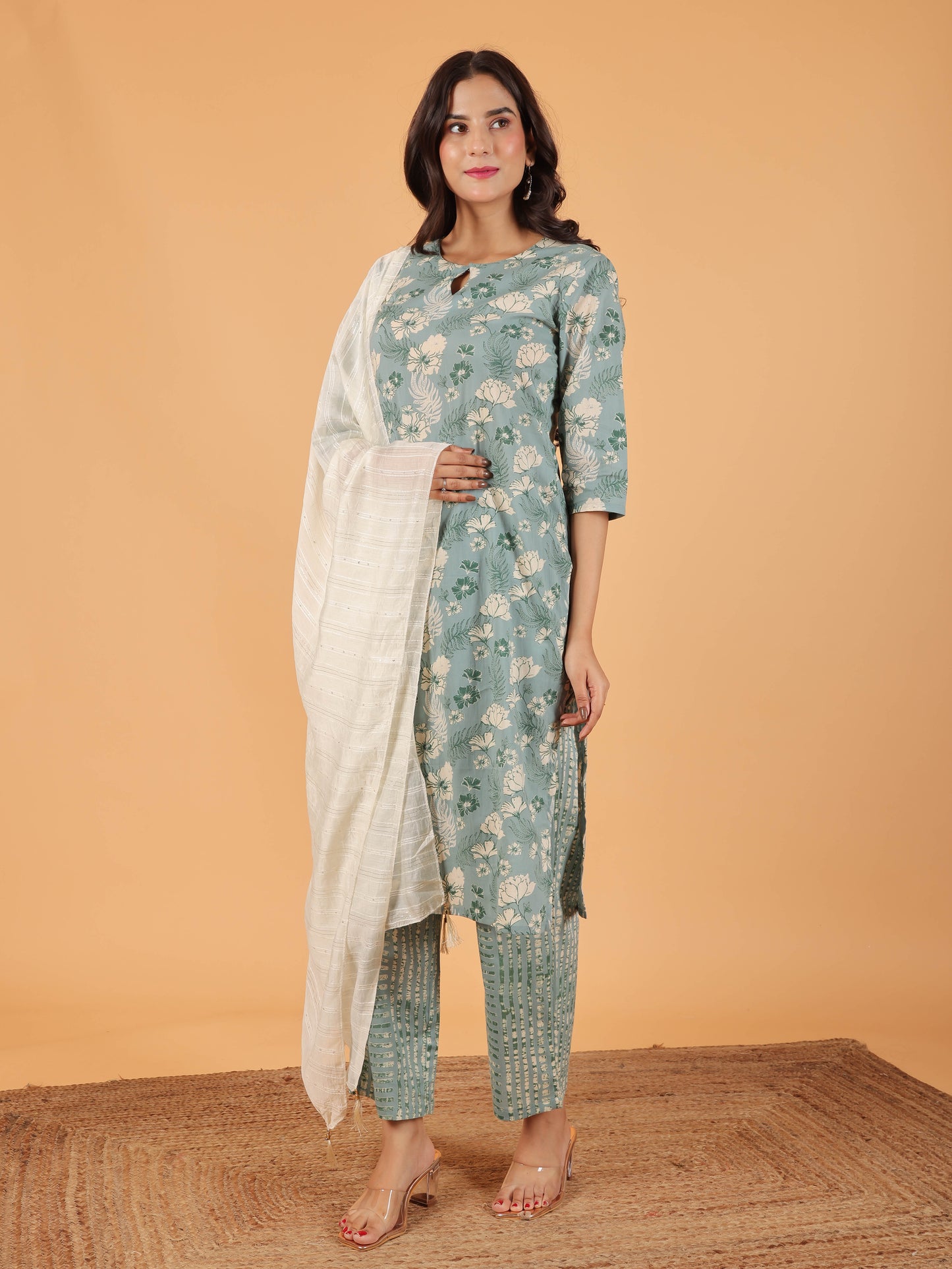 Chanderi Woven Design White Dupatta