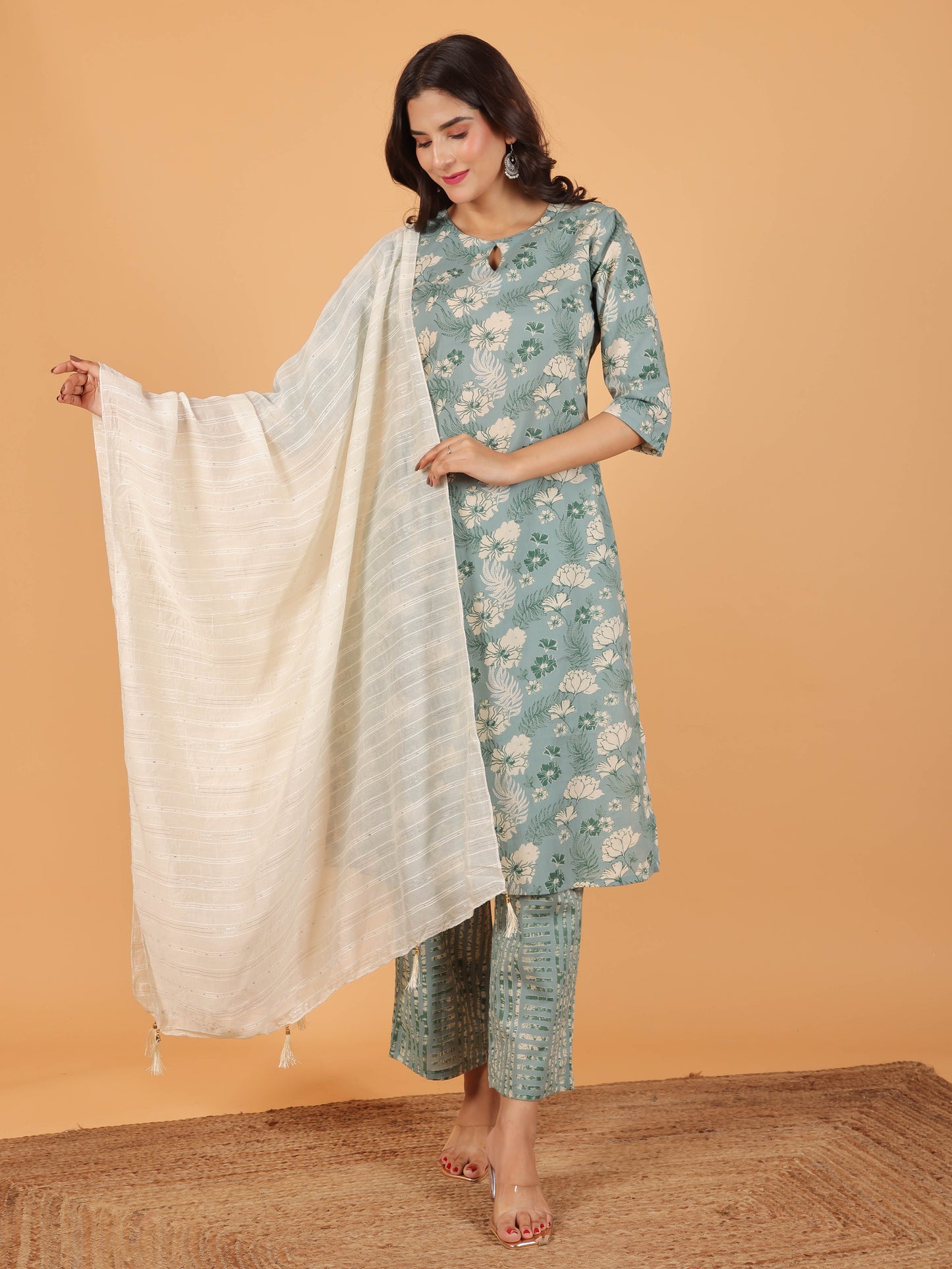Chanderi Woven Design White Dupatta
