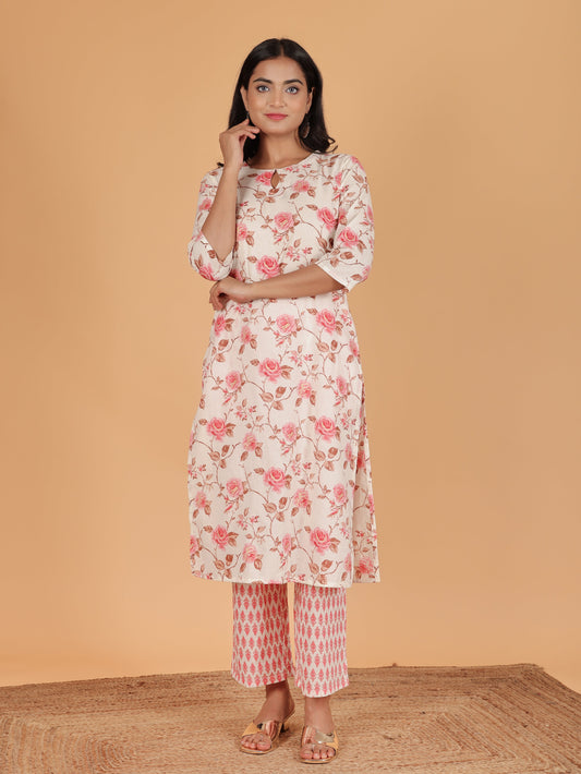 Soft Cotton Floral Kurta