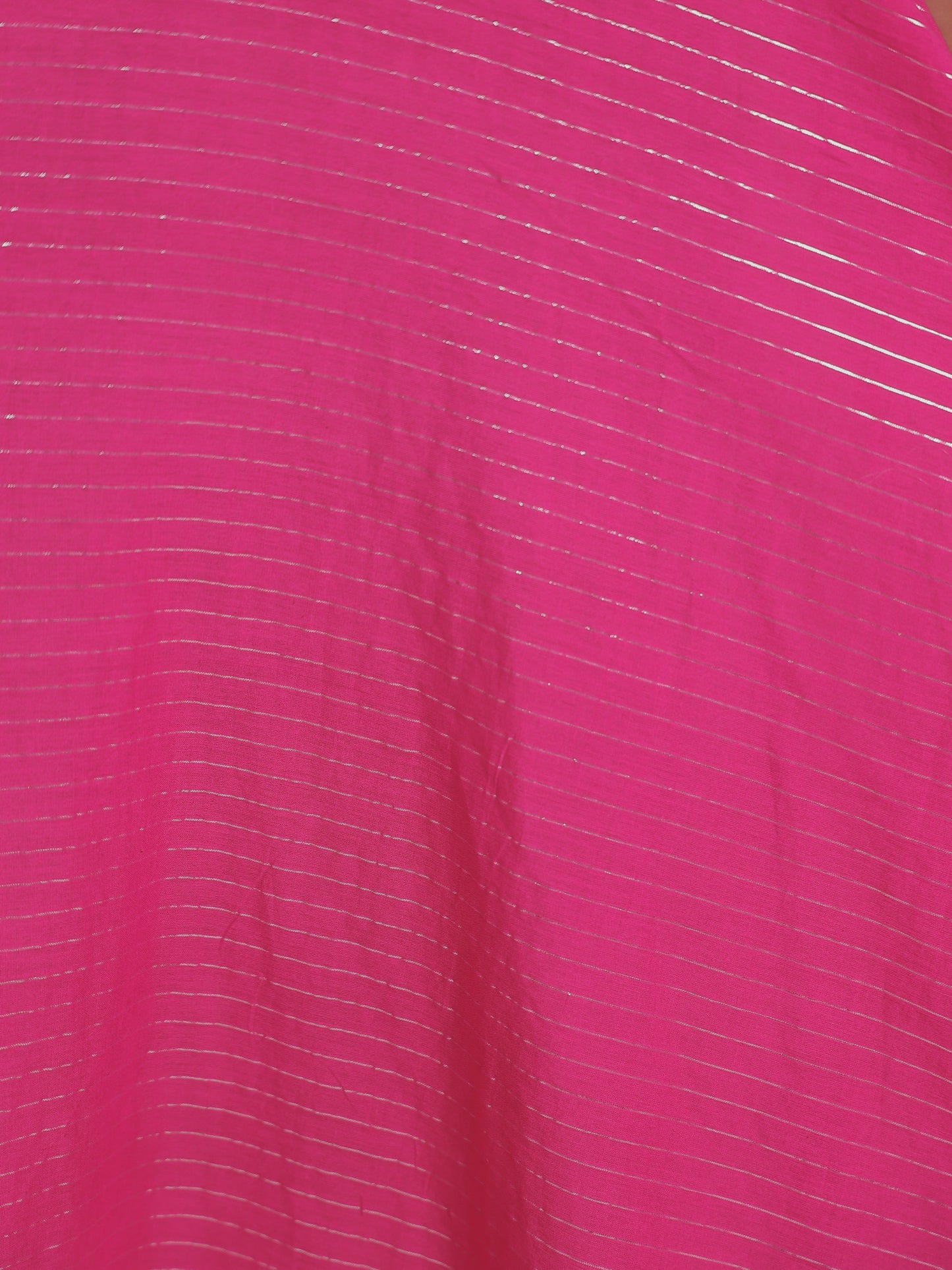 Embroidered Lurex Cotton Solid Flared Pink Dress