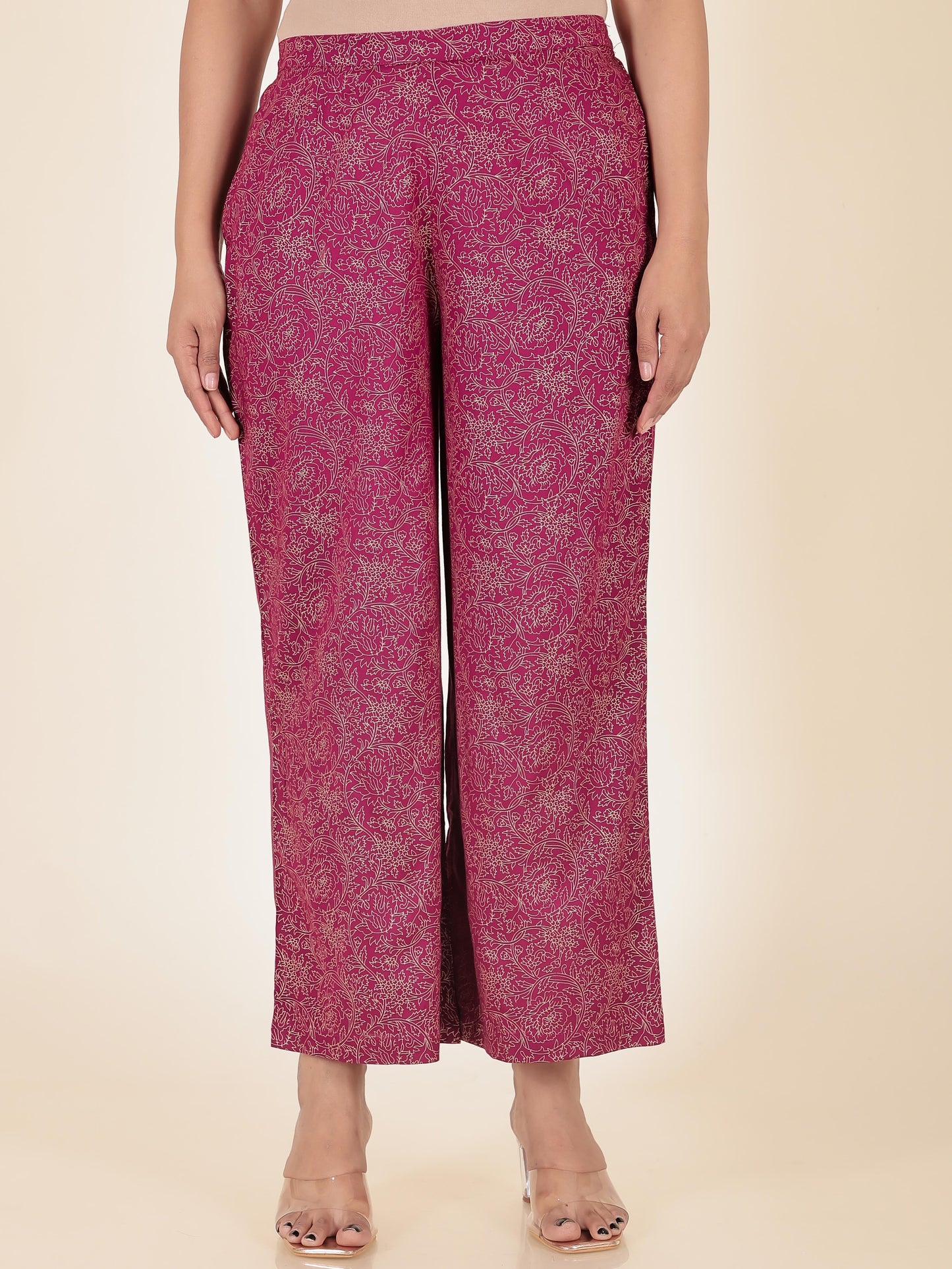 Viscose Gold foil Panelled Maroon Kurta