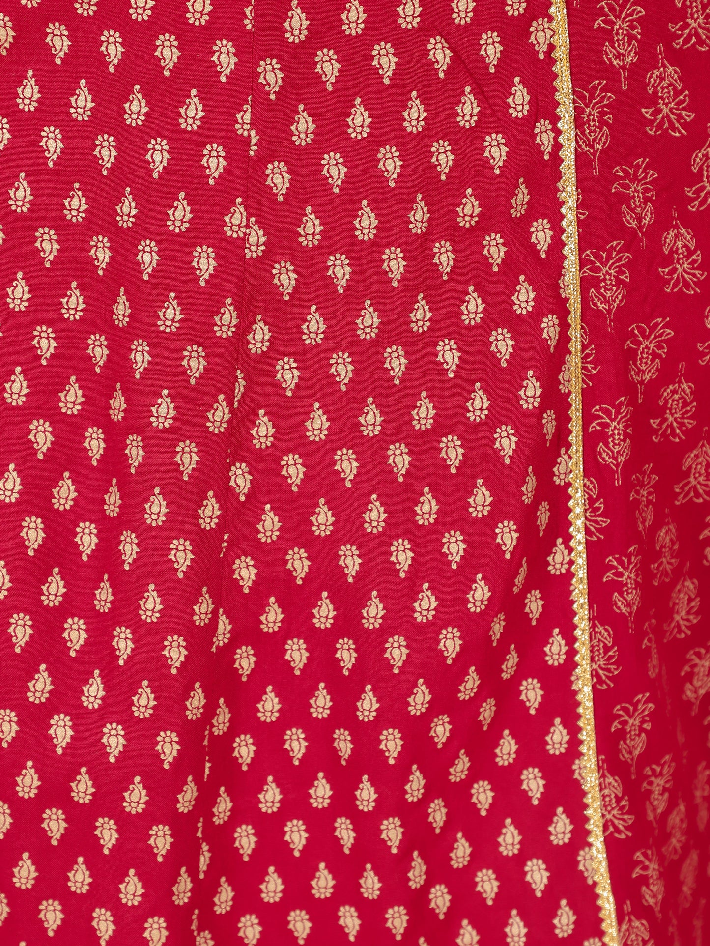 Viscose Gold foil Anarkali Red Kurta