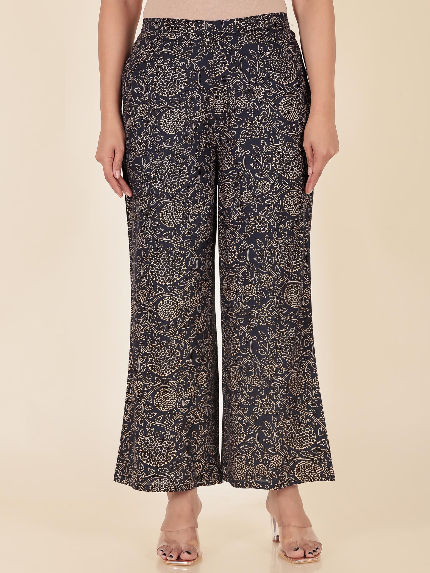 Viscose Gold foil Straight Blue Kurta