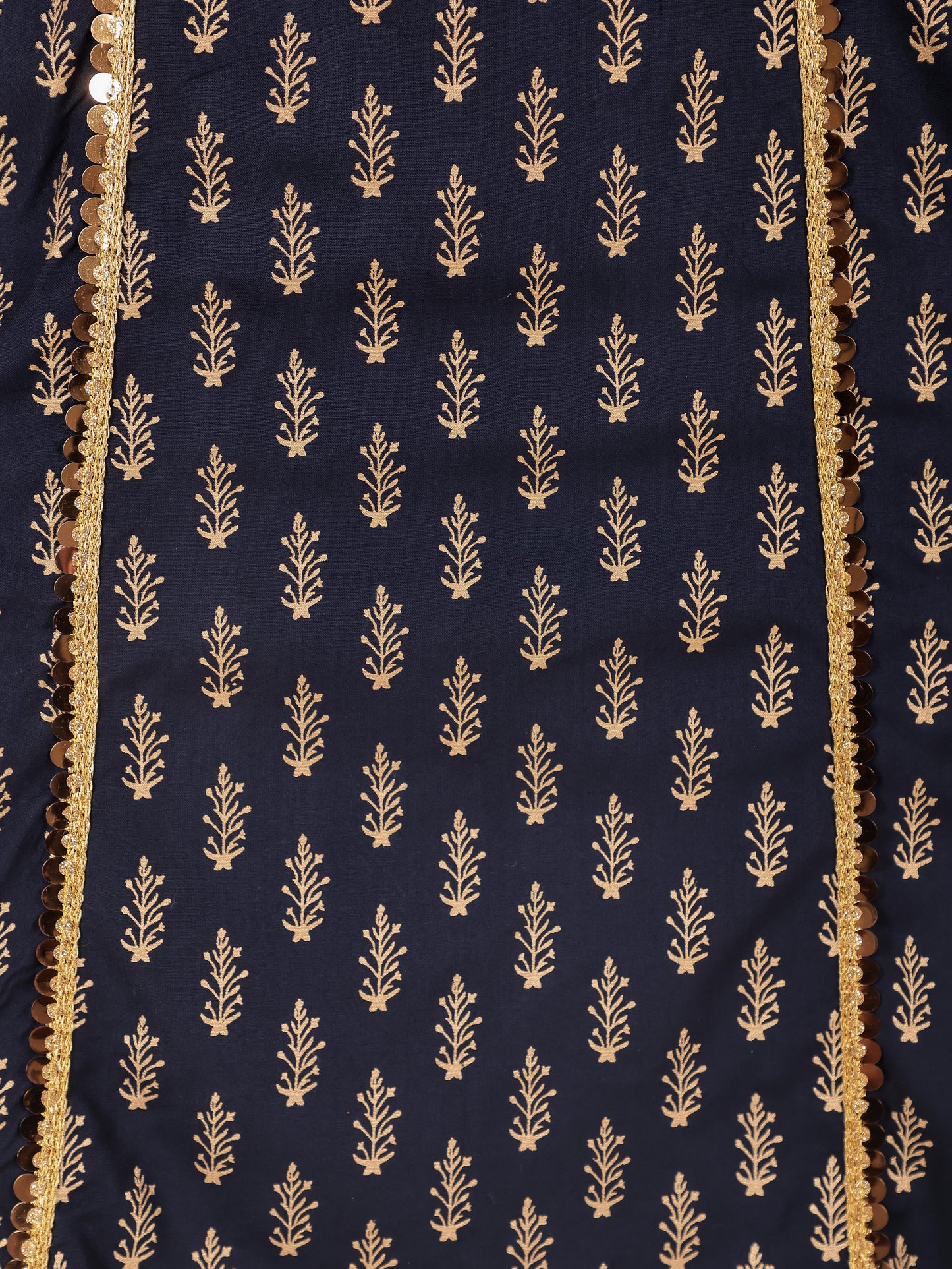 Viscose Gold foil Straight Blue Kurta