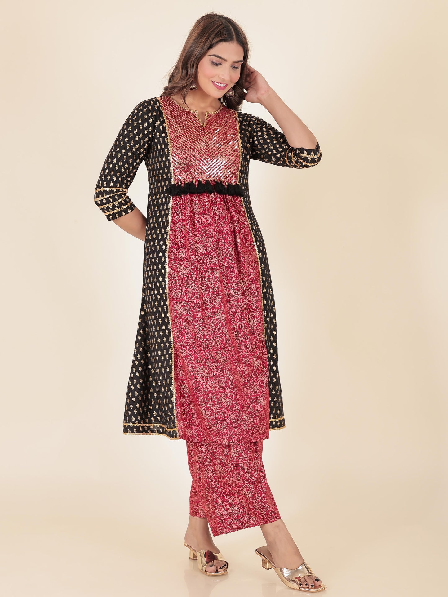 Rayon Gold foil Kurta