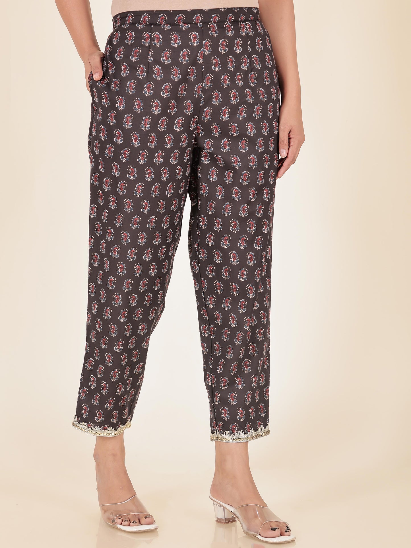 Soft Cotton Geometric Panelled Black Kurta