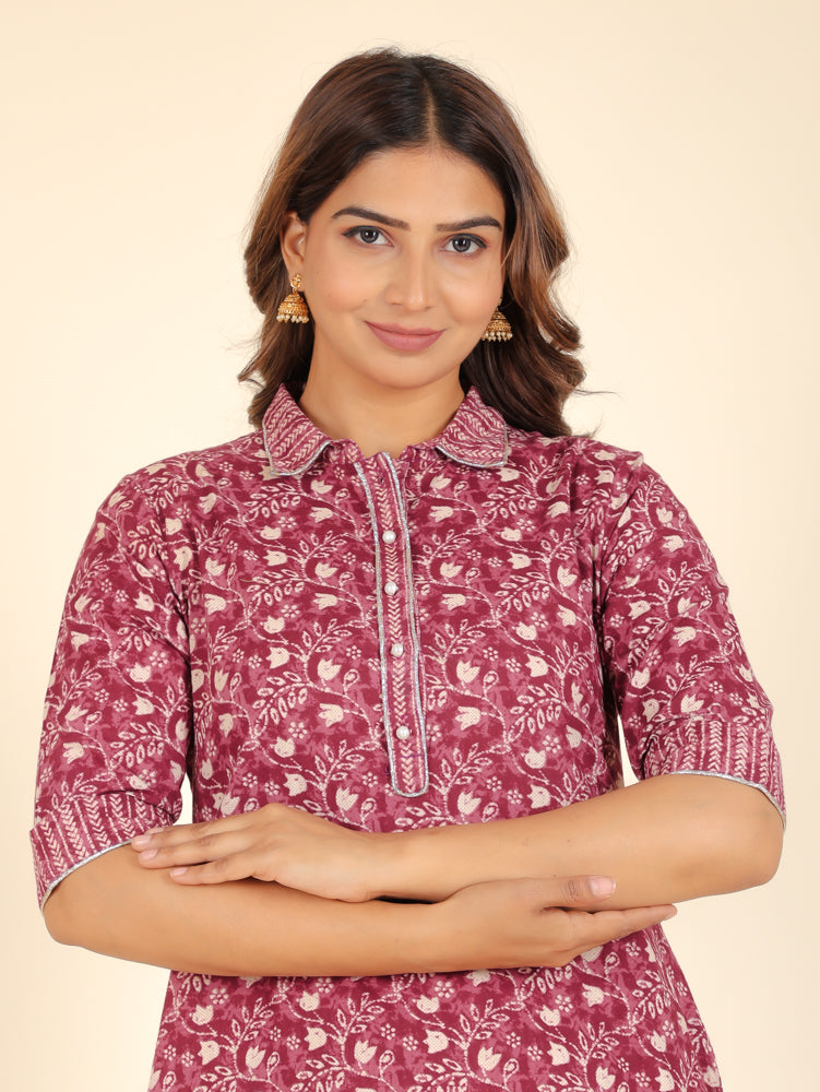 Soft Cotton Floral Kurta