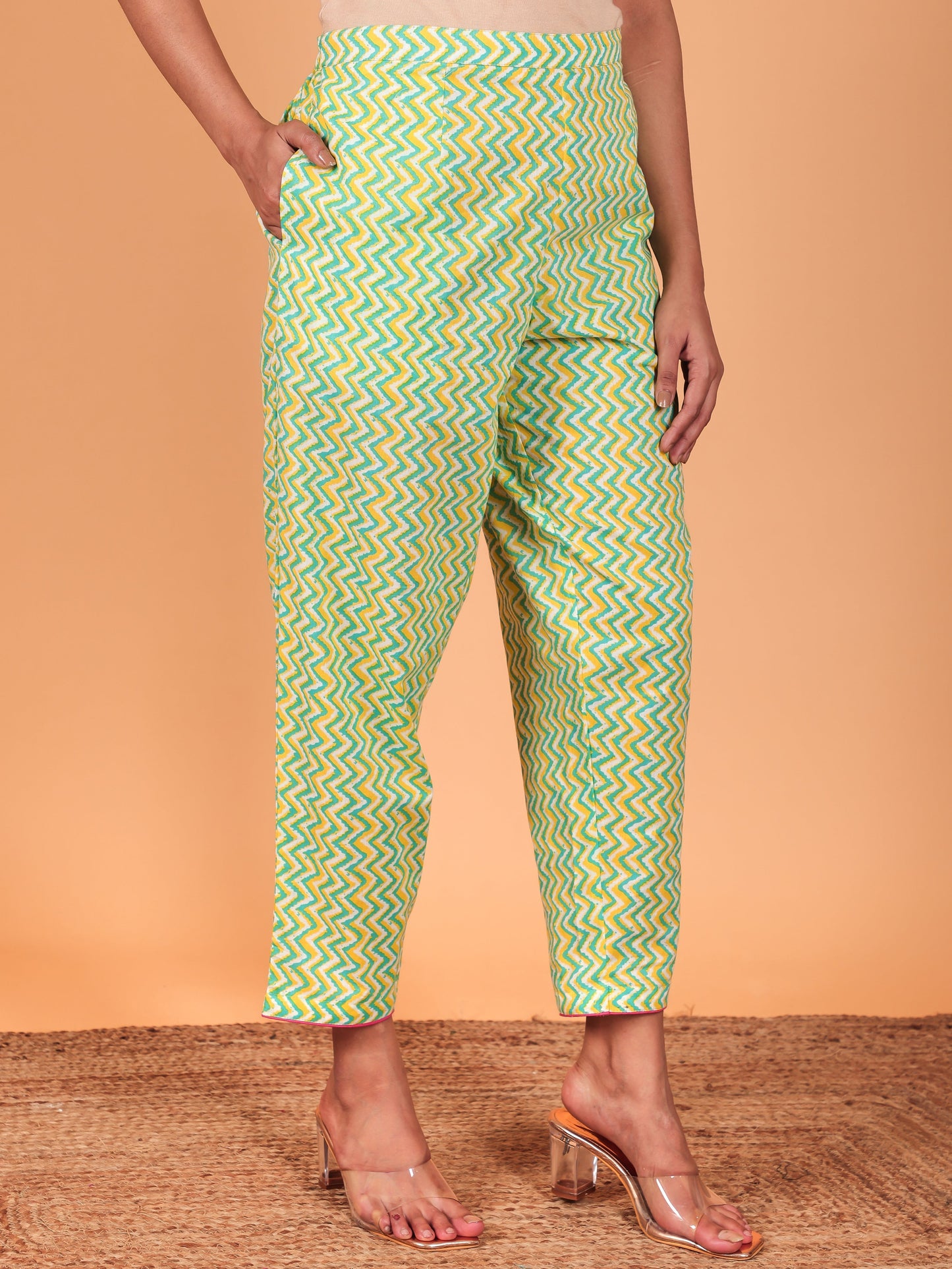Soft Cotton Ikat Pathani Turquoise Kurta