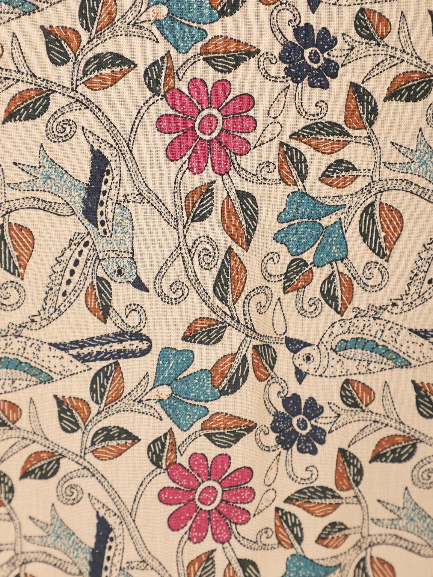 Linen Cotton Floral Pathani Beige Kurta