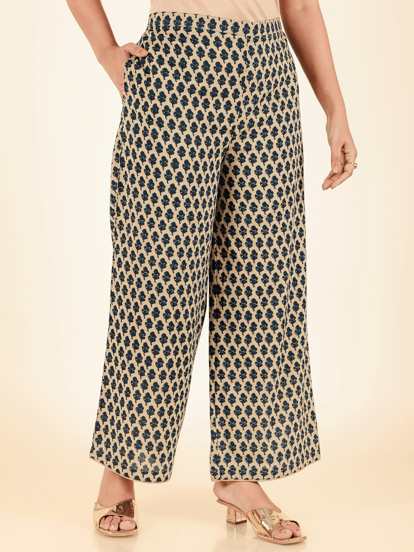 Soft Cotton Floral Blue Palazzo