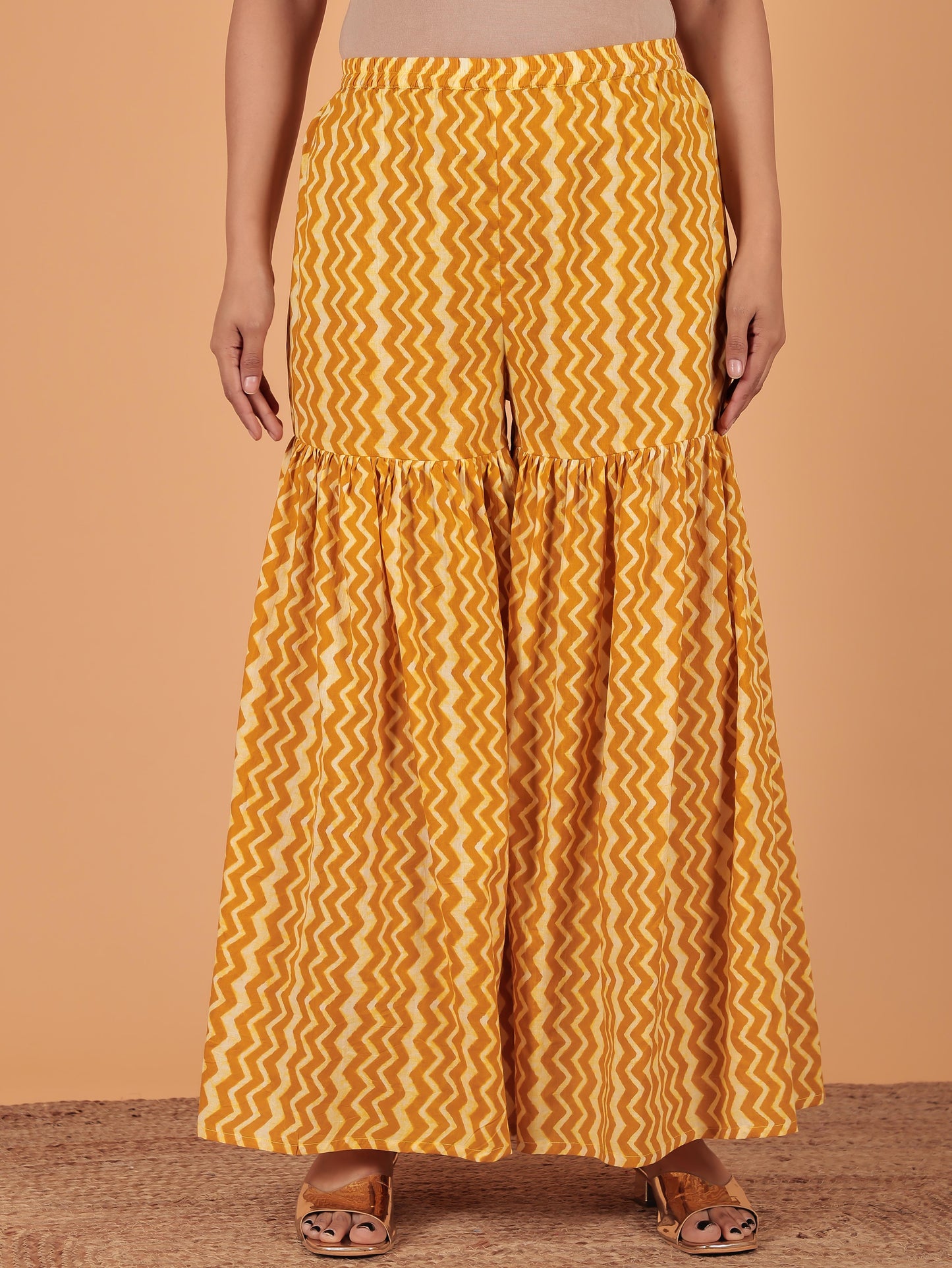 Soft Cotton Chevron Yellow Sharara