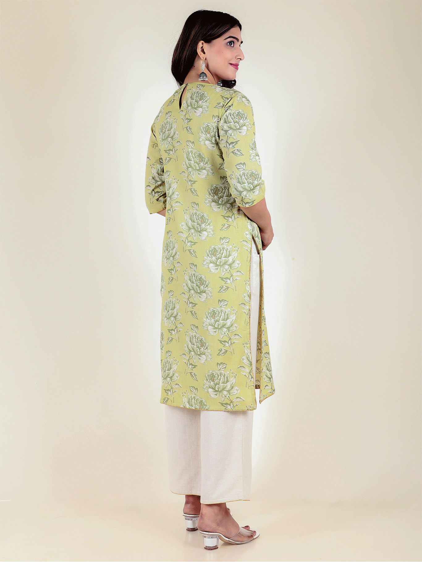 Linen Cotton Floral Kurta