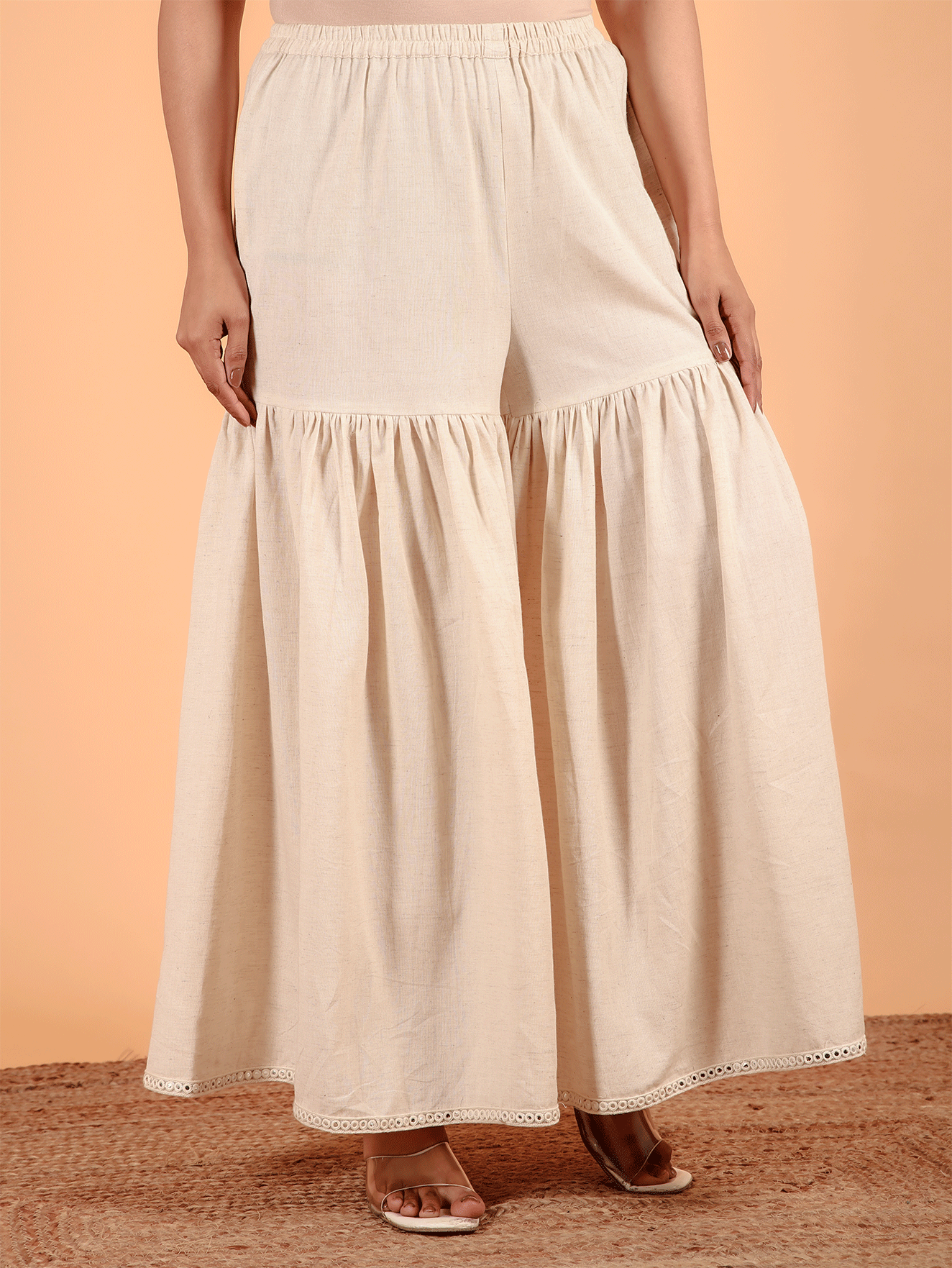 Linen Cotton Floral Straight Yellow Kurta