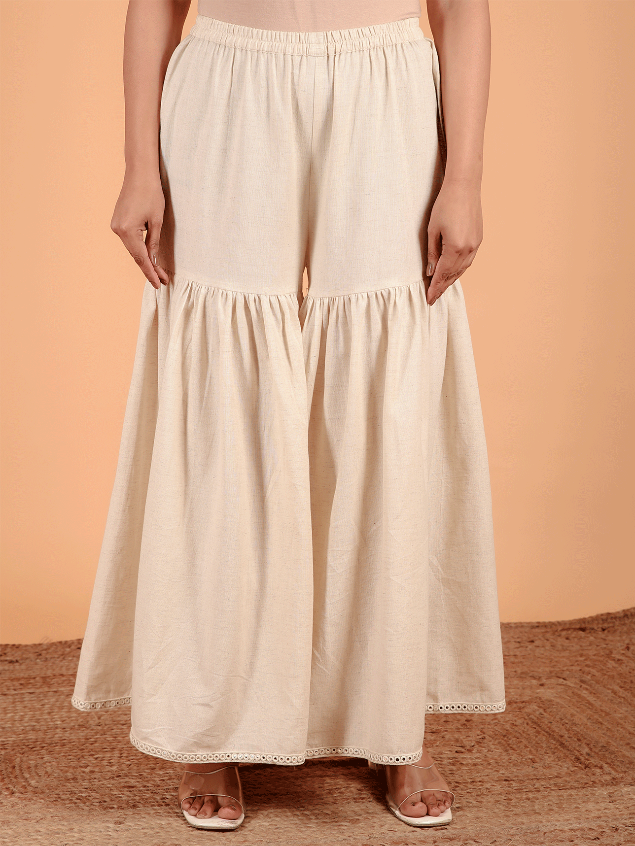 Linen Cotton Floral Straight Yellow Kurta