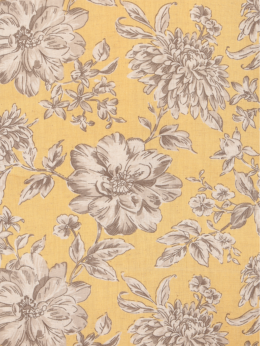 Linen Cotton Floral Straight Yellow Kurta