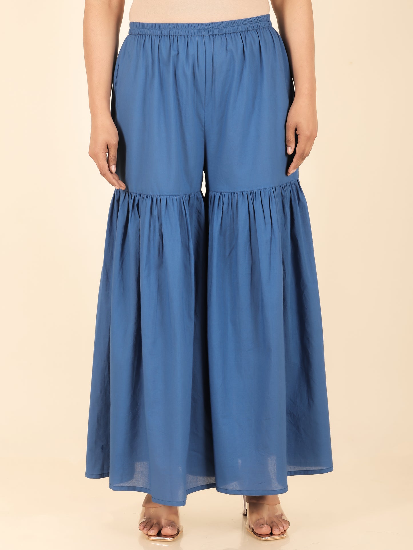 Soft Cotton Solid Blue Sharara