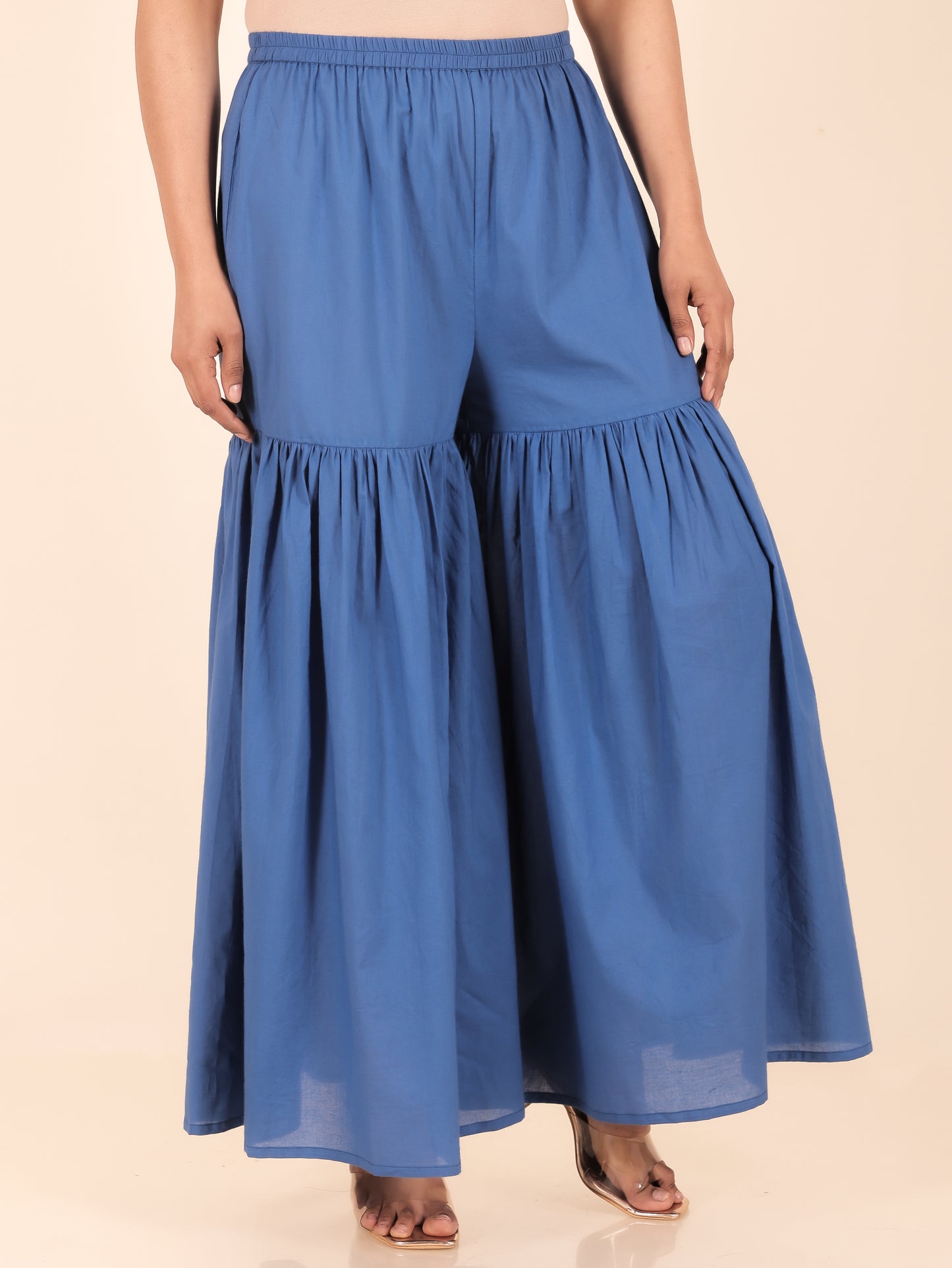 Soft Cotton Solid Blue Sharara