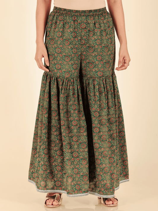 Soft Cotton Floral Green Sharara