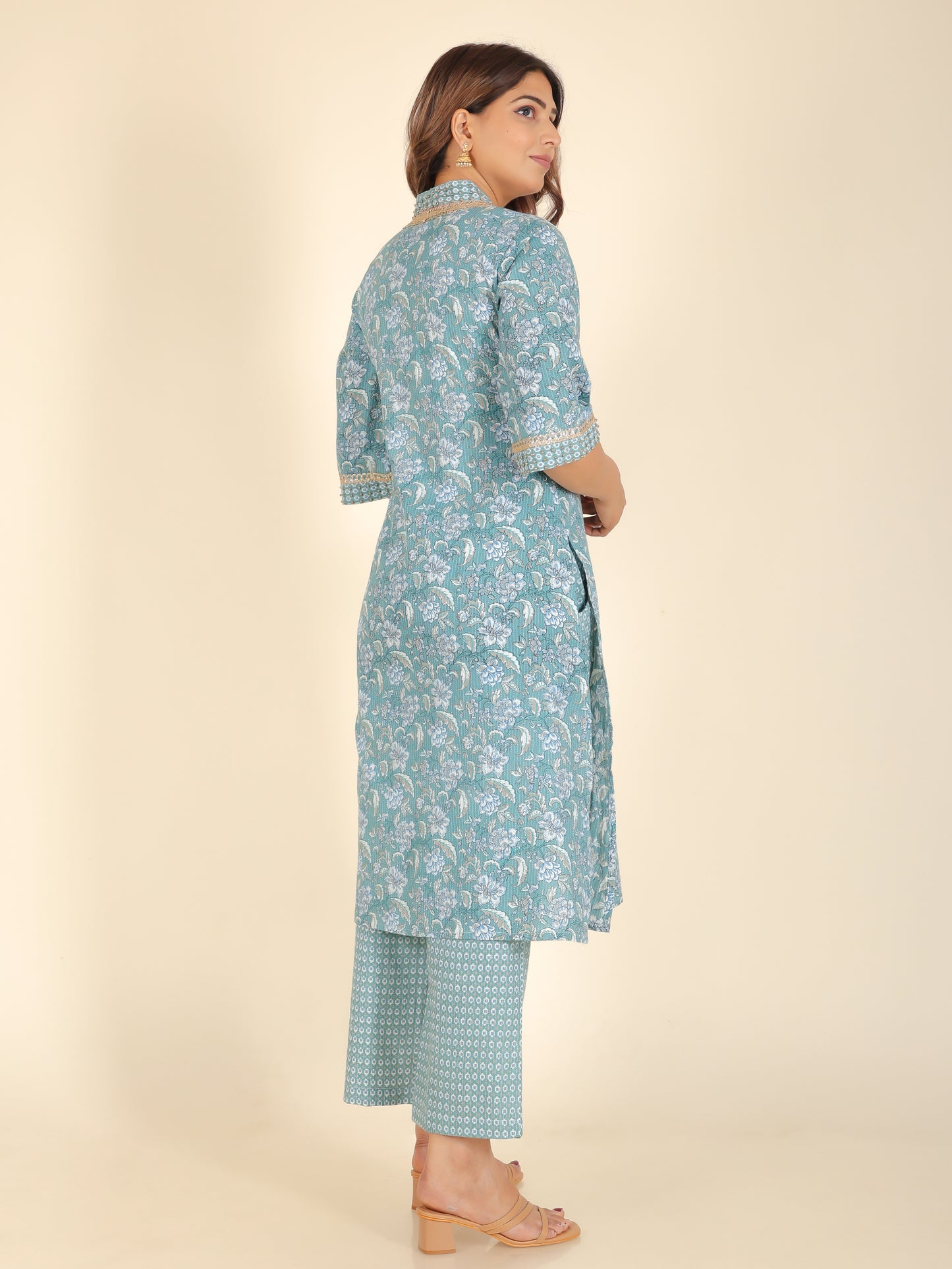 Kantha Cotton Floral Kurta