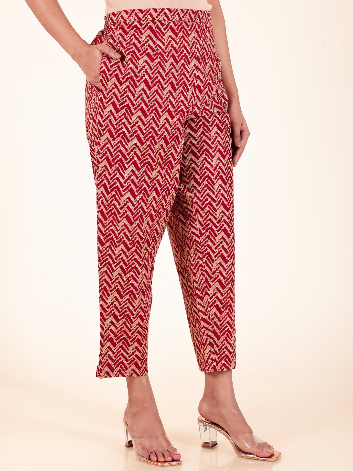 Soft Cotton Floral Panelled Red Kurta