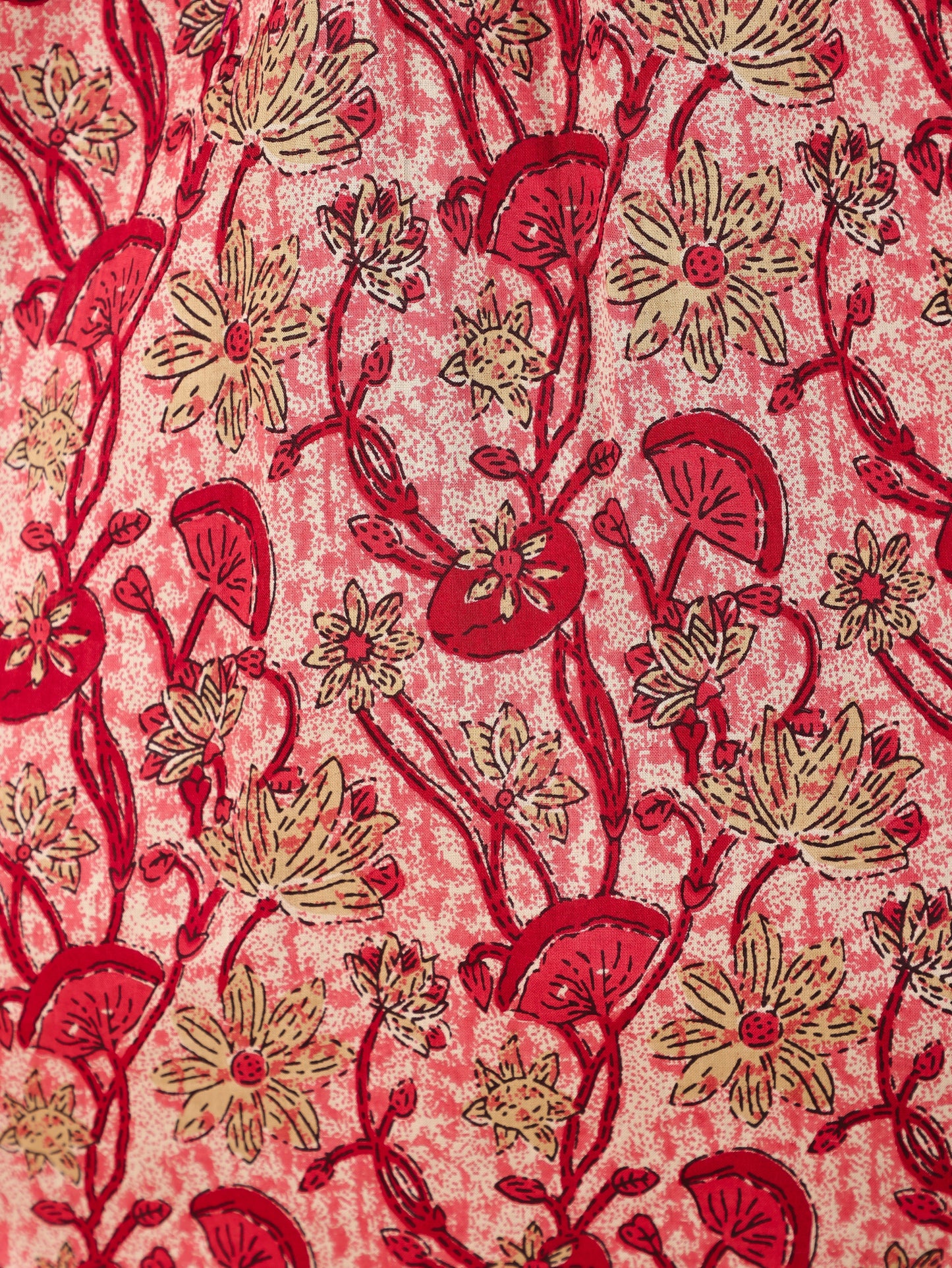 Soft Cotton Floral Panelled Red Kurta
