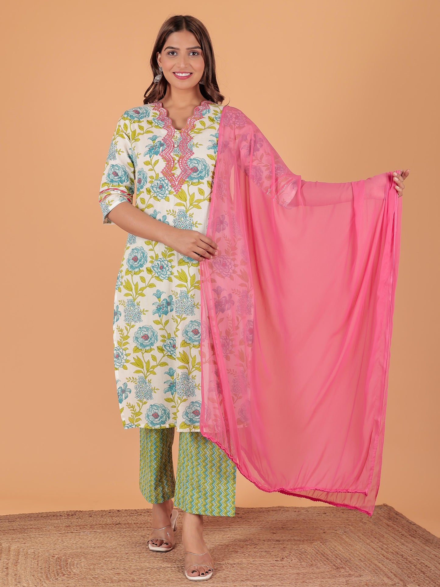 Soft Cotton Floral Kurta