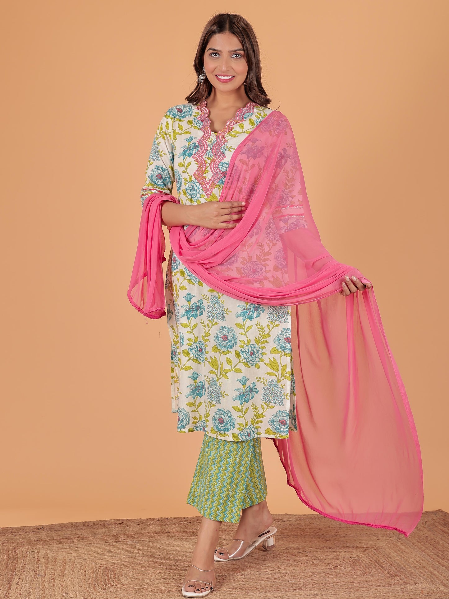 Soft Cotton Floral Kurta