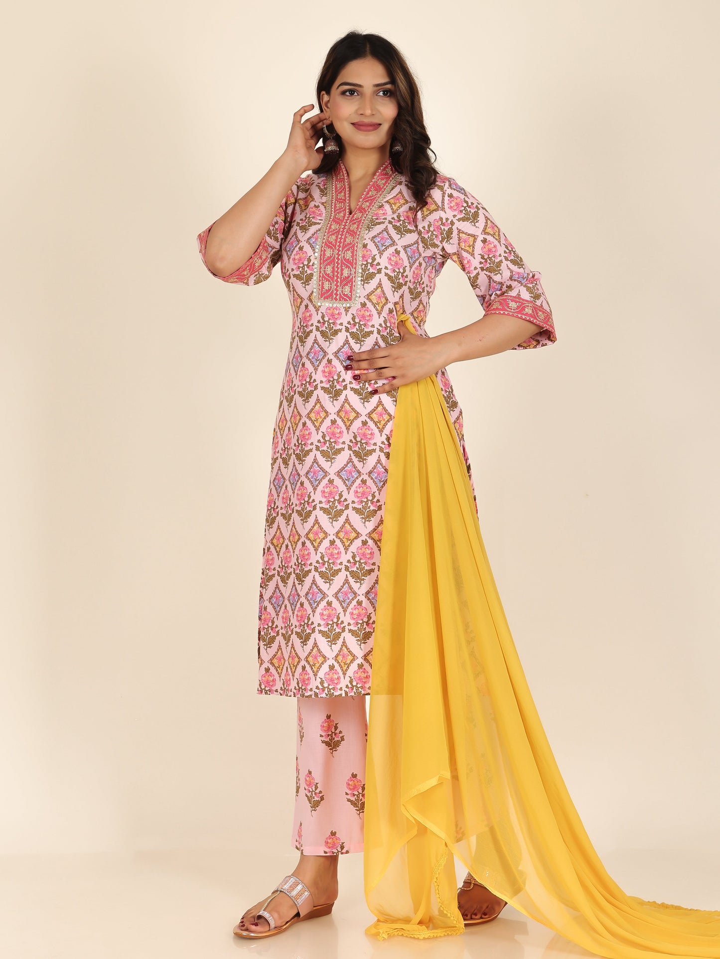 Chiffon Solid Yellow Dupatta