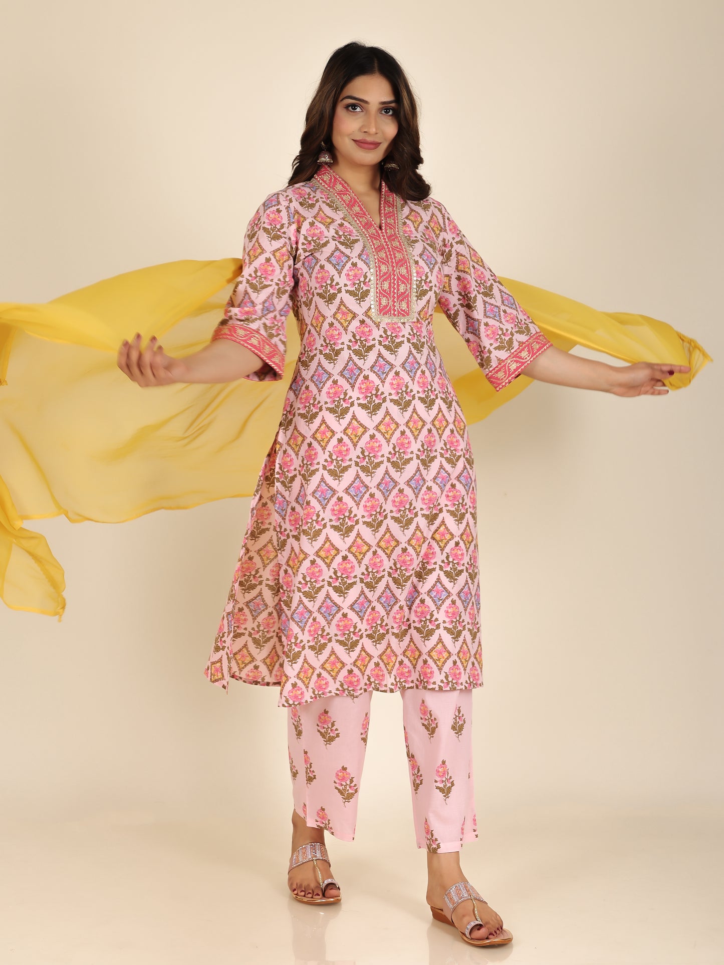 Chiffon Solid Yellow Dupatta