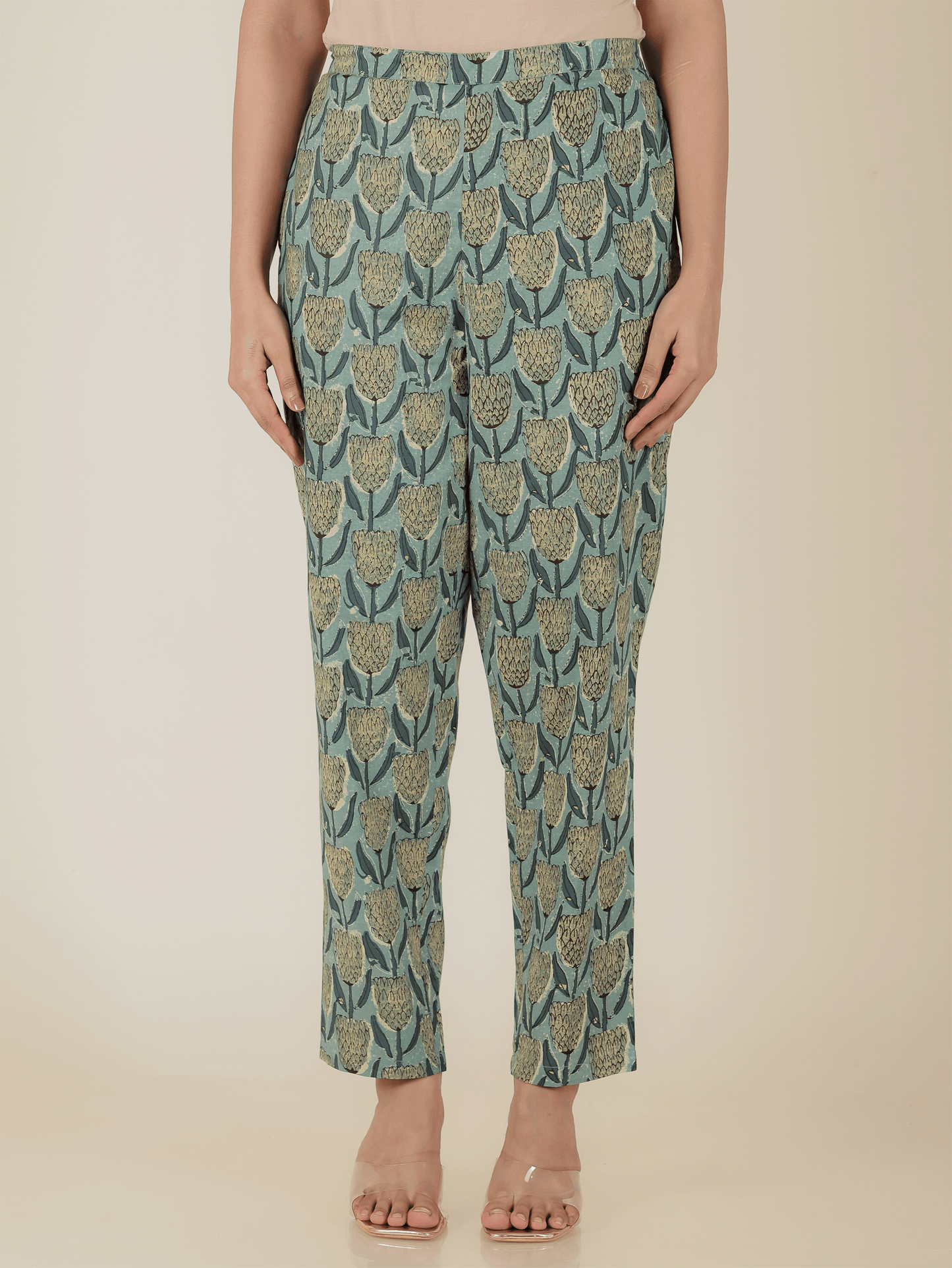Soft Cotton Floral Panelled Green Kurta