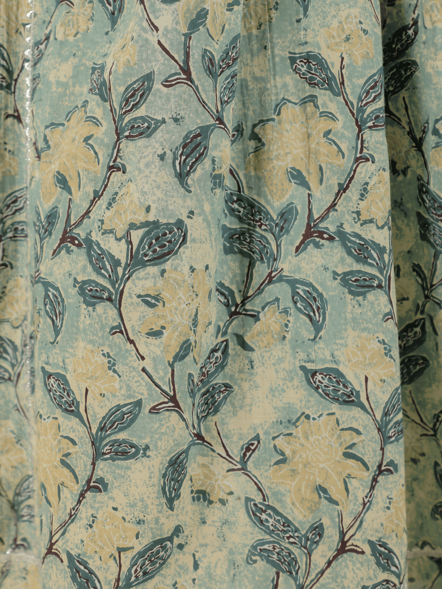 Soft Cotton Floral Panelled Green Kurta