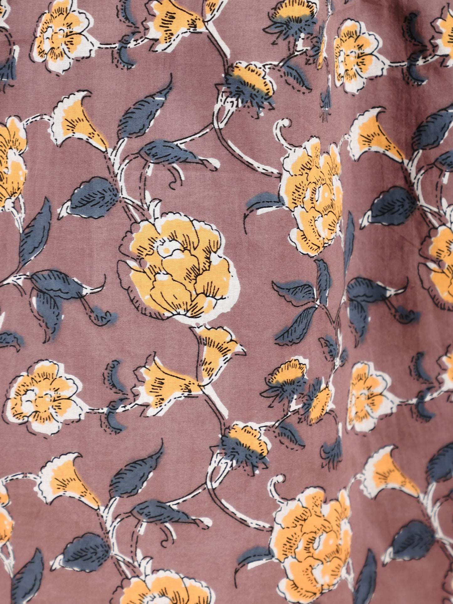 Soft Cotton Floral Panelled Brown Kurta
