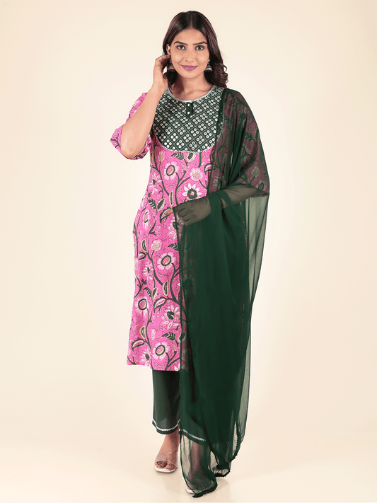Chiffon Solid Green Dupatta
