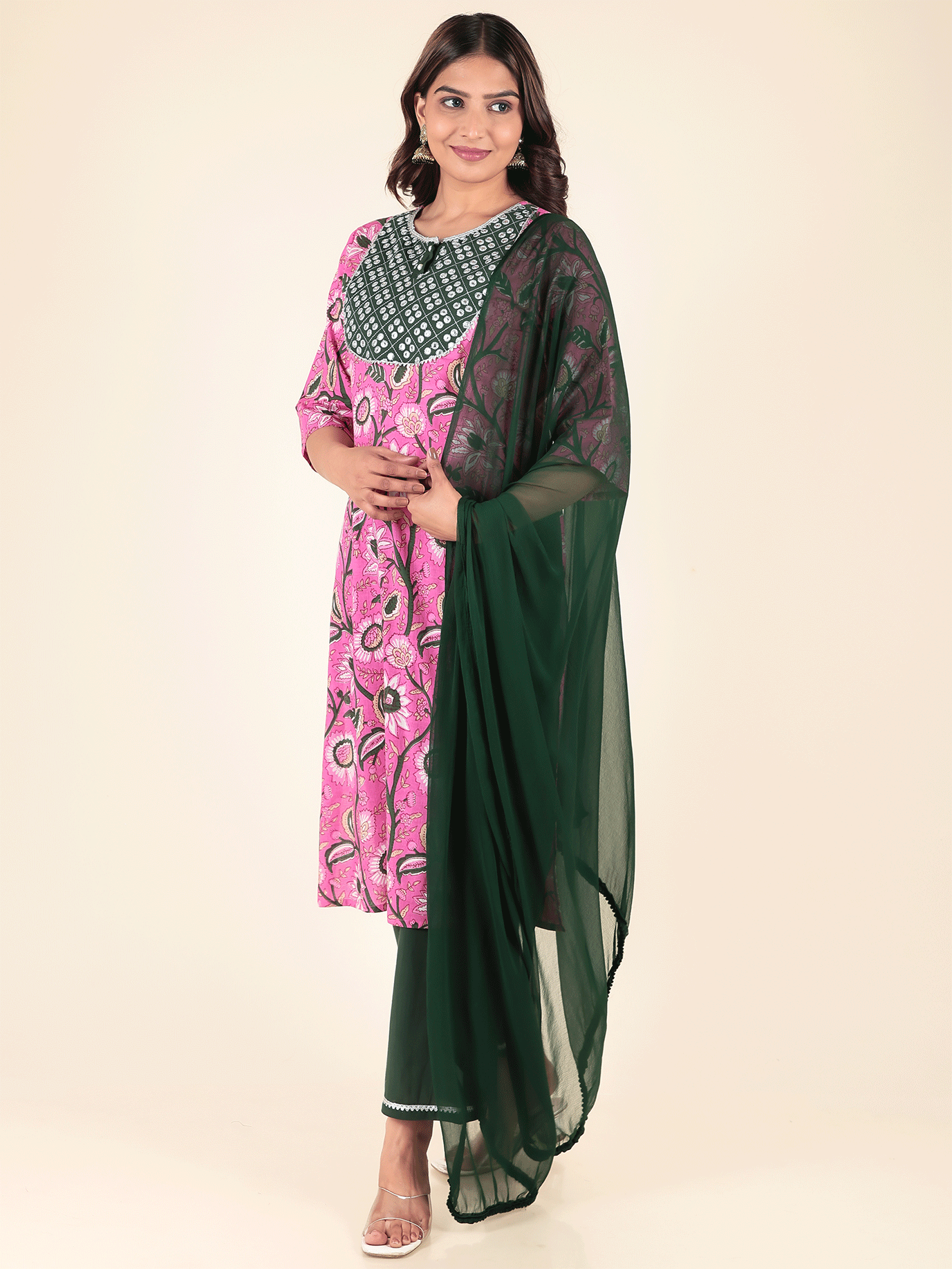 Chiffon Solid Green Dupatta