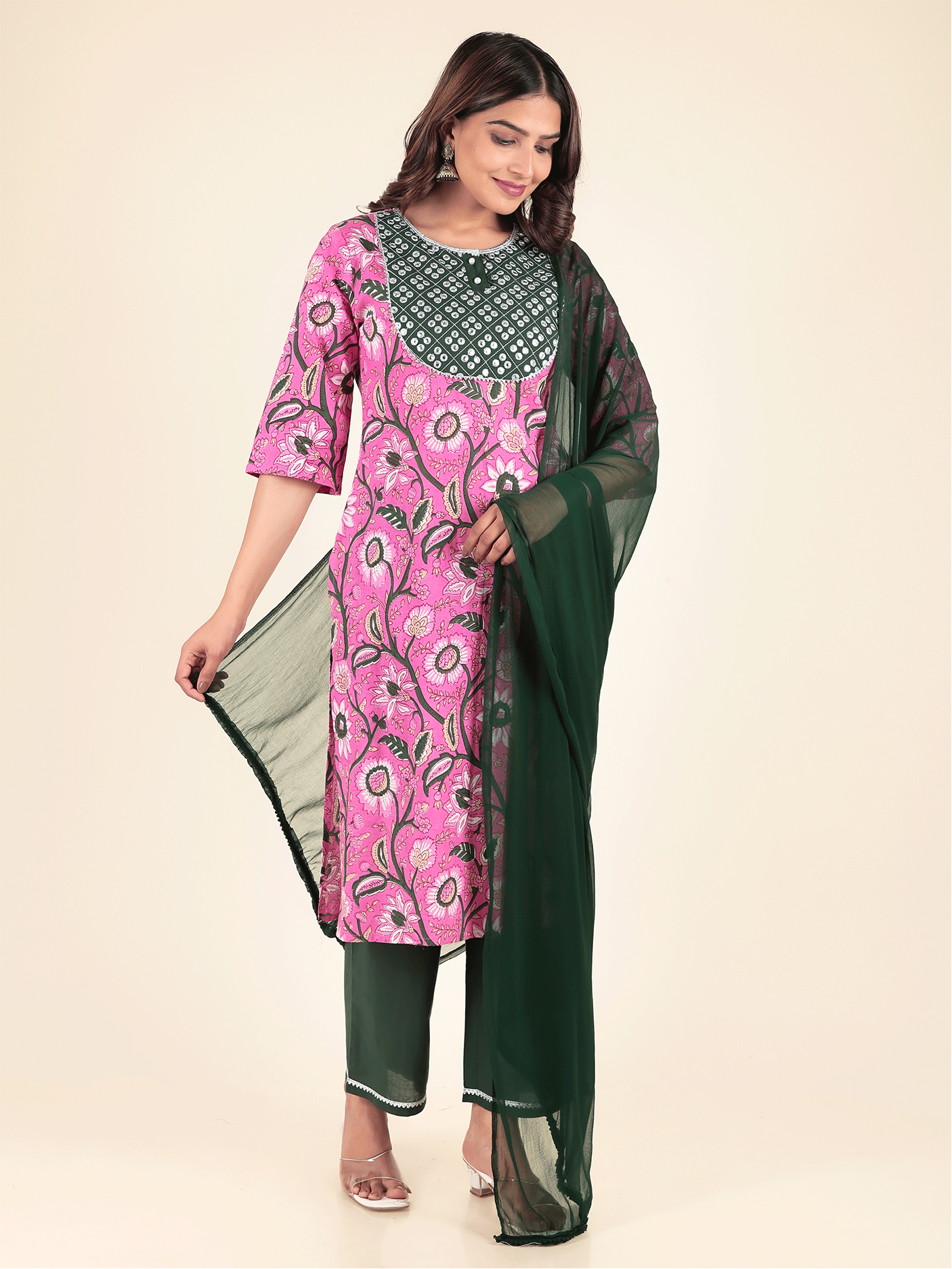 Chiffon Solid Green Dupatta
