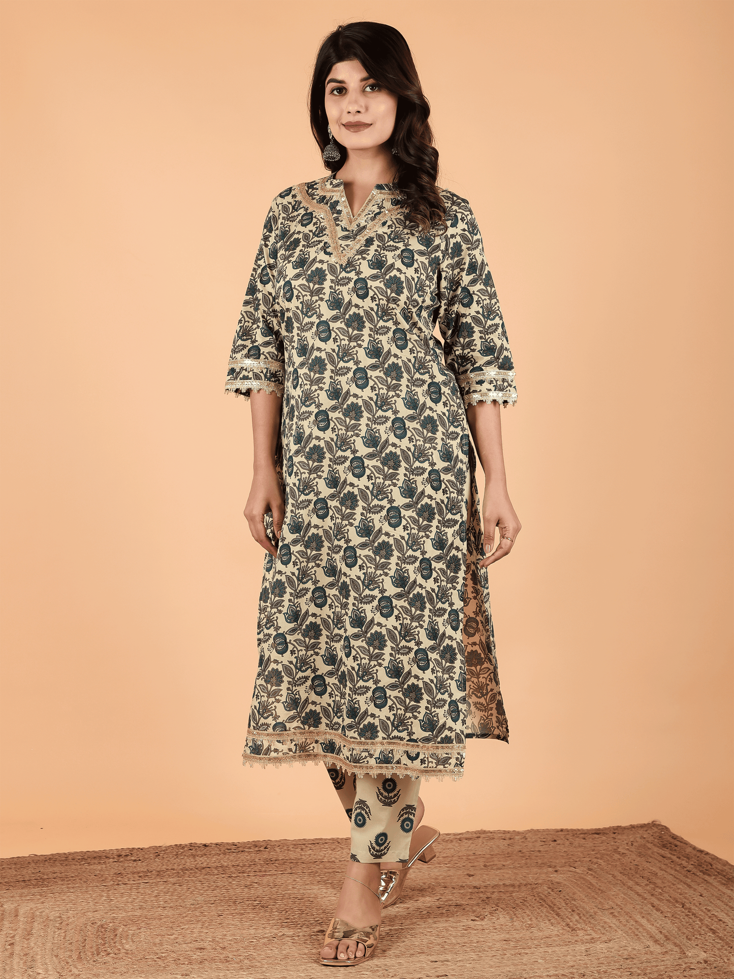 Soft Cotton Floral Kurta