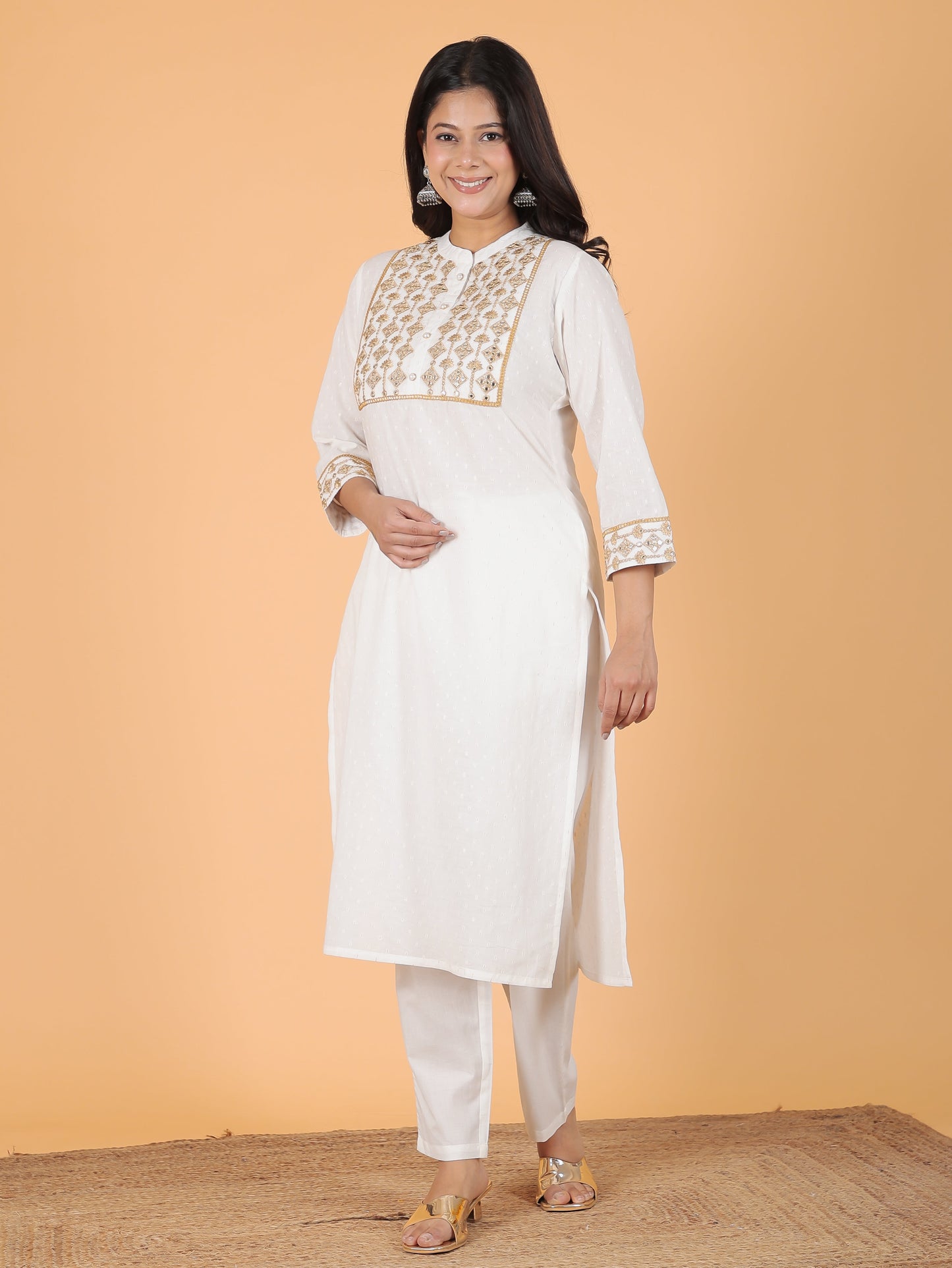 Textured Cotton Woven Design Kurta