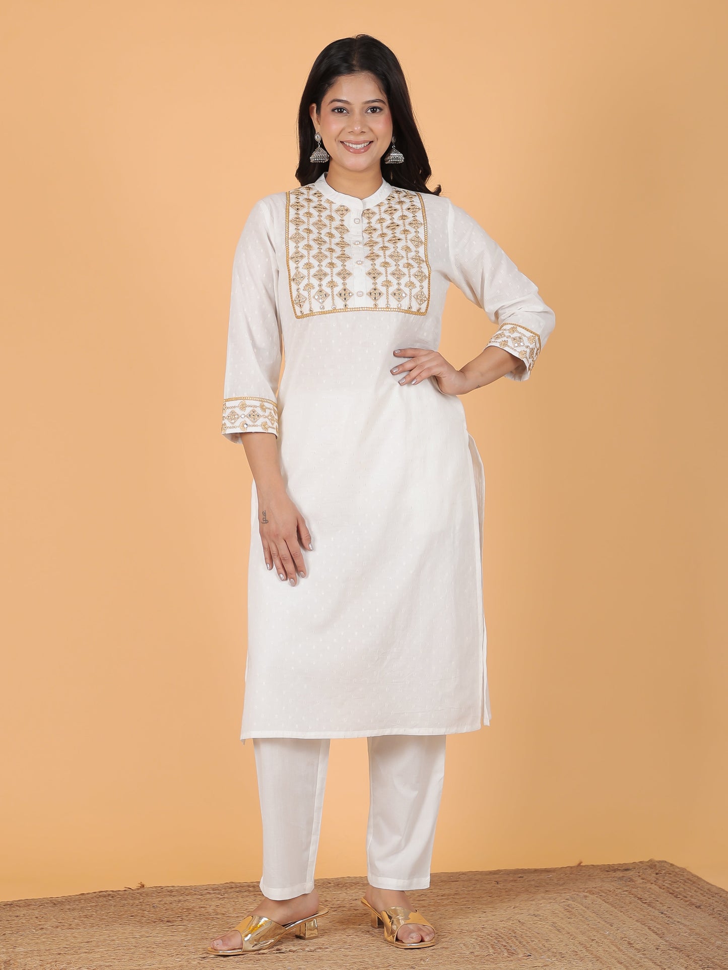 Textured Cotton Woven Design Kurta