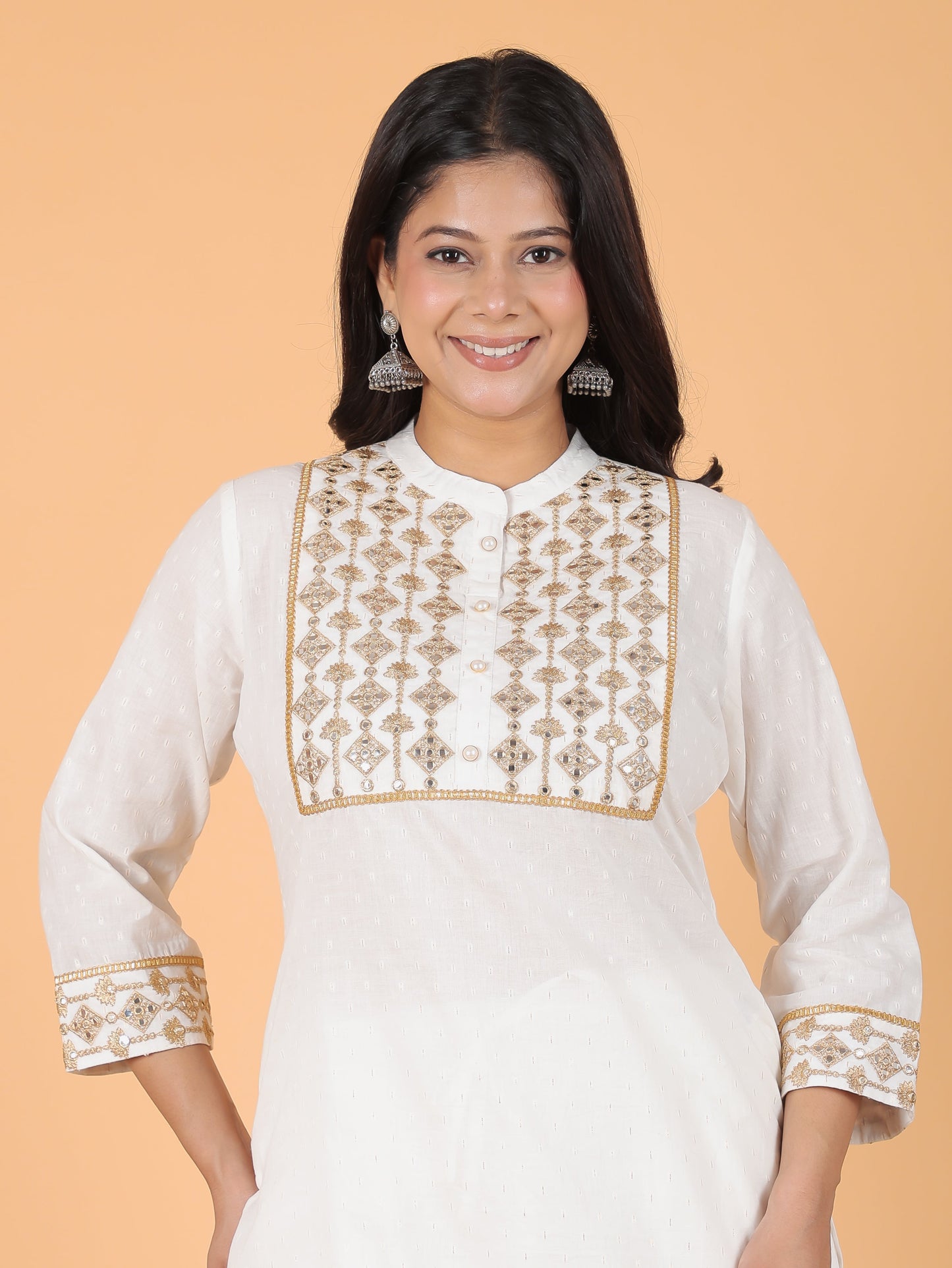 Textured Cotton Woven Design Kurta